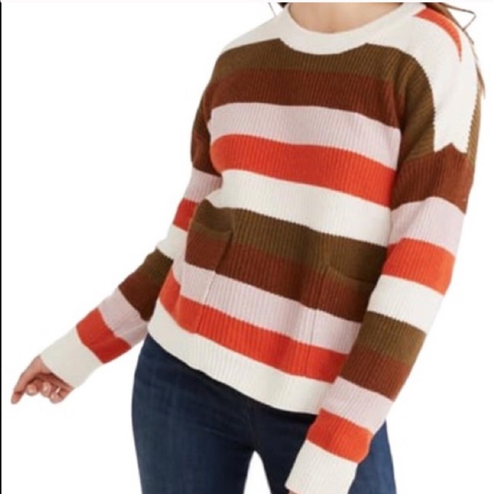 Madewell Cotton Striped Pocket Sweater
